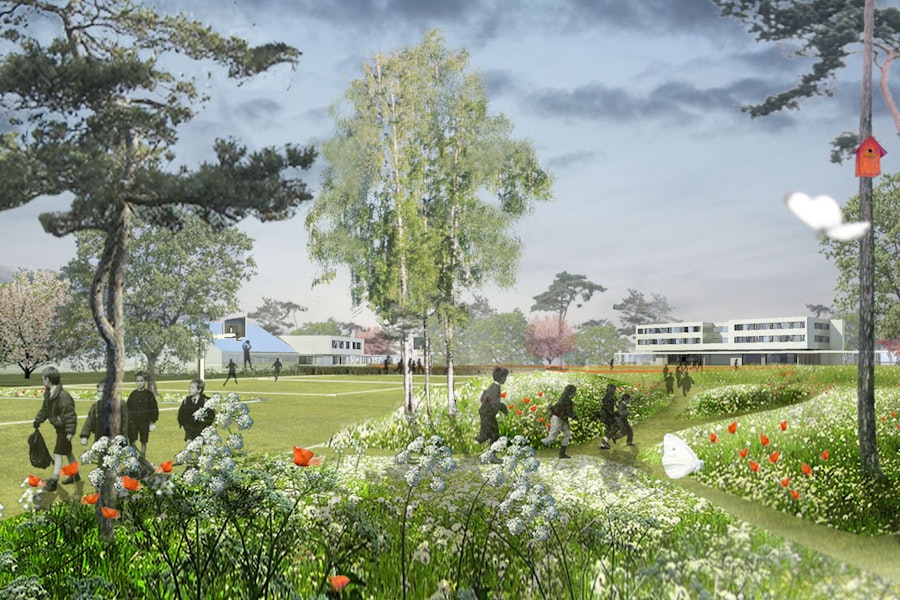 23 ori Bekkering Adams Architecten Schools in Peer 5 view from park to internaat 844